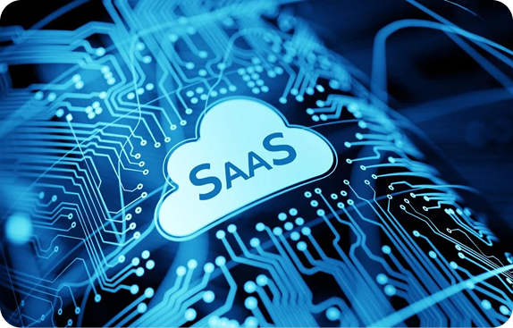 SaaS cloud on circuitboard